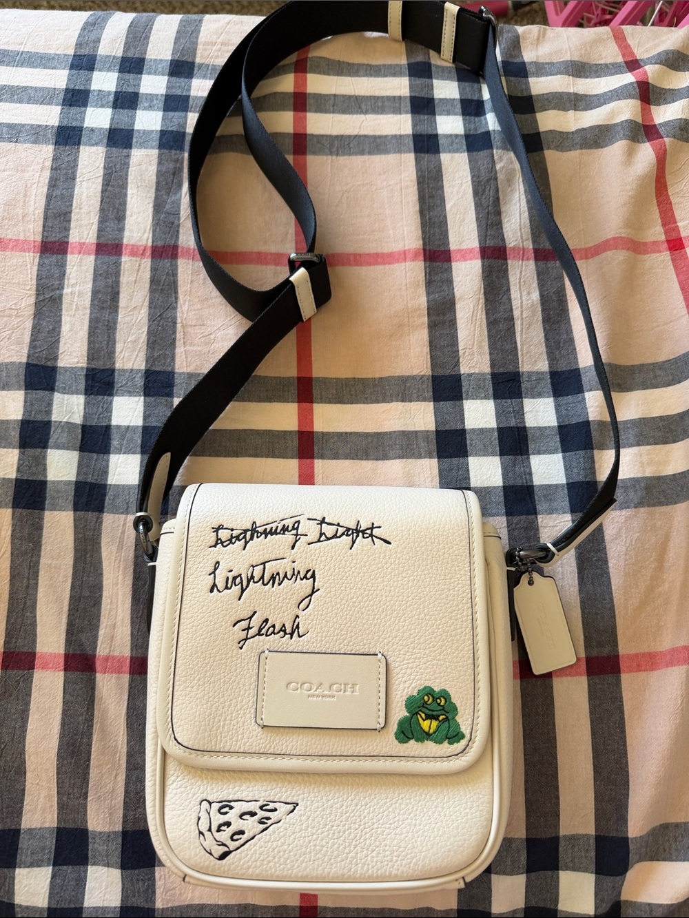 Coach White Leather Crossbody Bag with Fun Embroidered Details